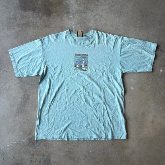 VINTAGE 90S OREGON COAST LIGHTHOUSE T-SHIRT NATUREGRAPHIC SINGLE STITCH MENS XL - Picture 1 of 6